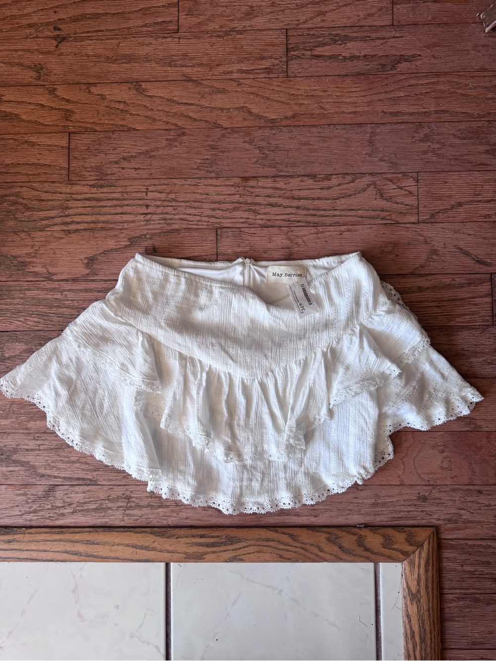 White Ruffled Skater Mini Skirt